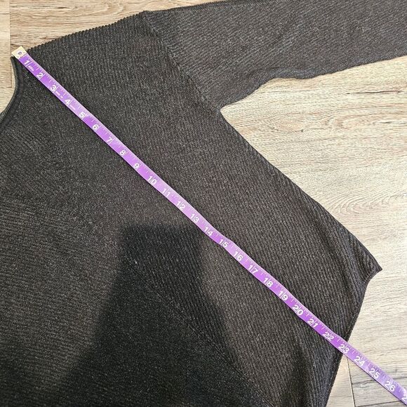 LUCKY BRAND Tie Front Women's Sweater Ribbed Long Sleeve Boxy Crewneck Size L - Picture 5 of 9